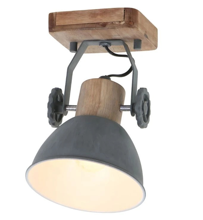 Wandstrahler, Eichenholz, Metall Grau, H 17 Cm, GEARWOOD – Bild 9