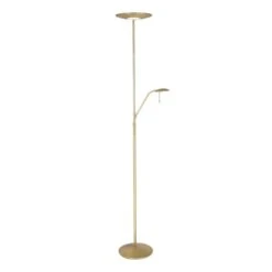 LED Deckenfluter, Lesespot, Dimmbar, Messing, H 185 Cm