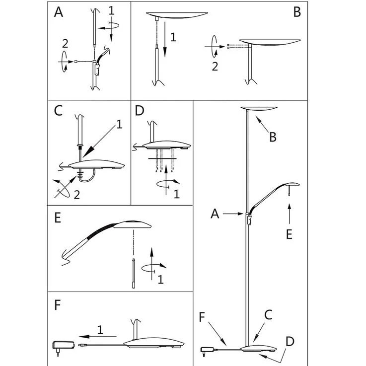 LED Deckenfluter, Lesespot, Dimmbar, Messing, H 185 Cm – Bild 11