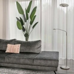 LED Deckenfluter, Lesespot, Dimmbar, Silber, H 185 Cm