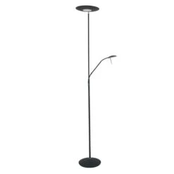 LED Deckenfluter, Lesespot, Dimmbar, Schwarz, H 185 Cm
