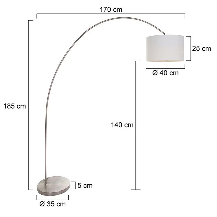 Stehleuchte, Gebogen, Textil Weiß, Silber, H 170 Cm – Bild 9