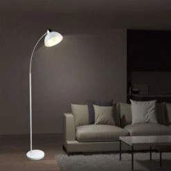 Stehlampe In Weiß Mit Schwenkbarem Schirm Höhe 155 Cm ANITA