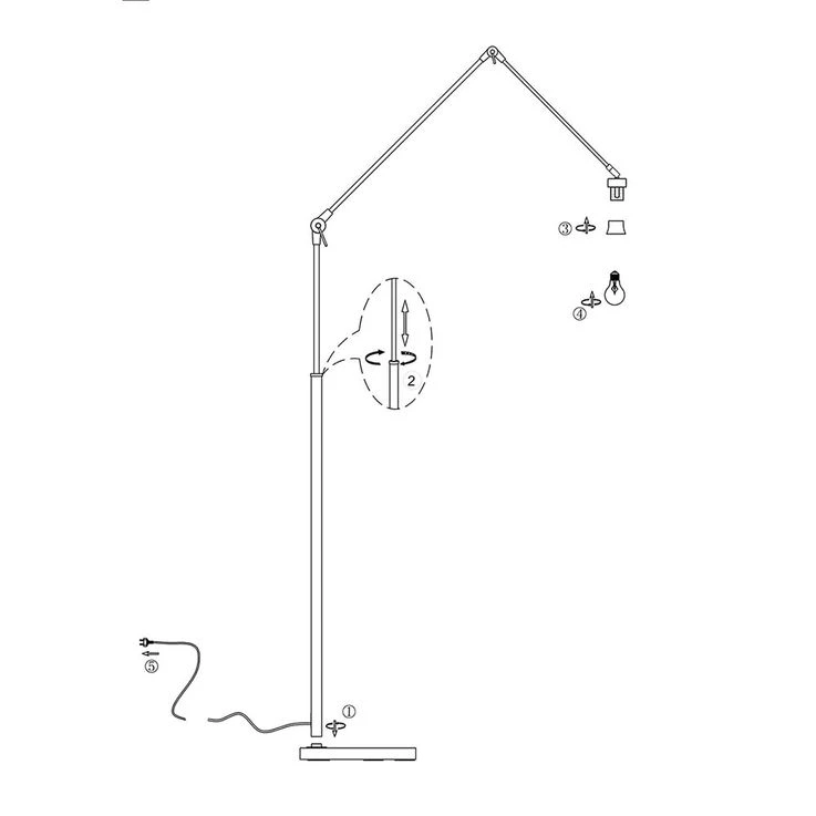 Stehleuchte, Textil Weiß, Stahl, Gelenke Beweglich, H 210 Cm – Bild 12