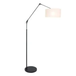 Stehlampe, Gelenke Beweglich, Textil Weiß, Schwarz, H 210 Cm