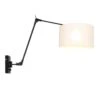 Wandleuchte, Gelenke Beweglich, Textil Weiß, Schwarz, L 80 Cm