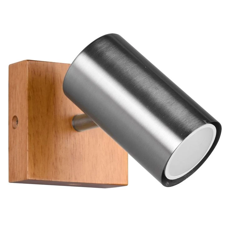 Wandleuchte, Holz, Nickel-matt, Spot Verstellbar, H 16 Cm – Bild 2