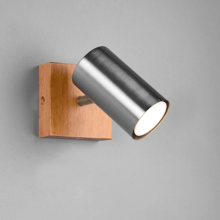 Wandleuchte, Holz, Nickel-matt, Spot Verstellbar, H 16 Cm – Bild 6