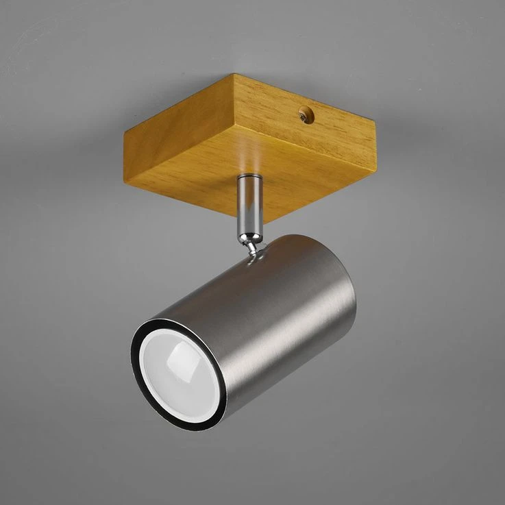 Wandleuchte, Holz, Nickel-matt, Spot Verstellbar, H 16 Cm – Bild 4