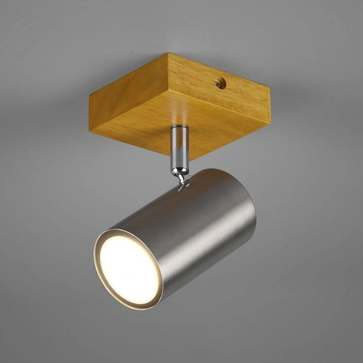 Wandleuchte, Holz, Nickel-matt, Spot Verstellbar, H 16 Cm – Bild 5