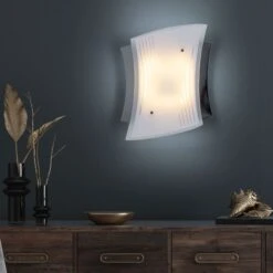 Wandleuchte, Metall, Glas Satiniert L 31,5 Cm