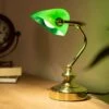 Antike Schreibtischlampe Mit Grünem Acrylschirm ANTIQUE