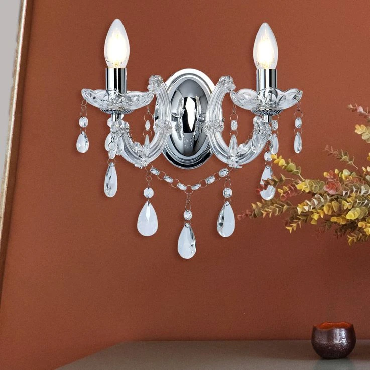 Wandkronleuchter In Chrom, Höhe 20 Cm, MARIE THERESE