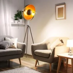 Stehlampe, Beweglicher Spot, Rostfarben Gold, Höhe 179 Cm