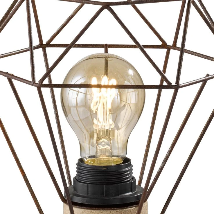 Tischleuchte, Holz, Gitterschirm Rostfarben, H 22,5cm, SENA – Bild 11