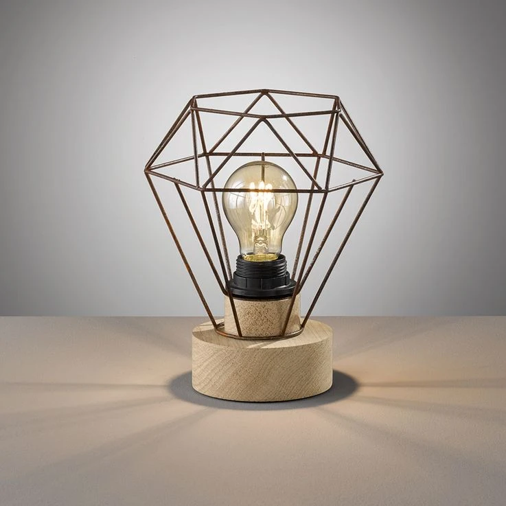 Tischleuchte, Holz, Gitterschirm Rostfarben, H 22,5cm, SENA – Bild 9