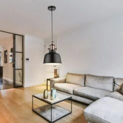 Hängeleuchte, Kupfer Schwarz, Metall, Textilkabel, H 120 Cm