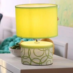 Tischleuchte DUKONO, Keramik, Kabel 1,5 M, Grün, Textil