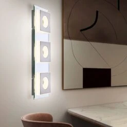 LED Wandleuchte, Verspiegelt, Silber H 50 Cm