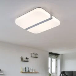 LED Deckenleuchte, Chrom, Quadrat, L 33,5 Cm