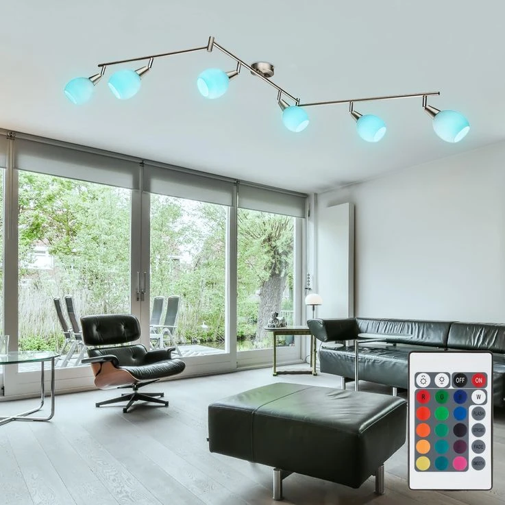 RGB LED Deckenleuchte, Fernbedienung, Dimmbar, Spots Beweglich – Bild 4