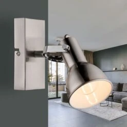 Wandleuchte, Metall, Nickel-matt, Weiß, Spot Beweglich