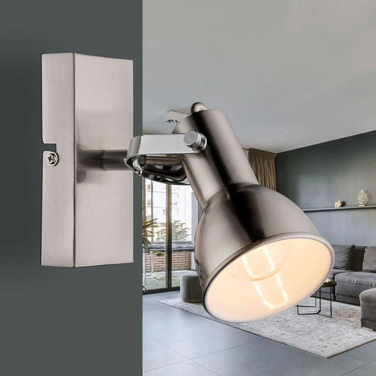 Wandleuchte, Metall, Nickel-matt, Weiß, Spot Beweglich