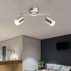 LED Deckenleuchte, Metall, Nickel-matt, Chrom, Satiniert