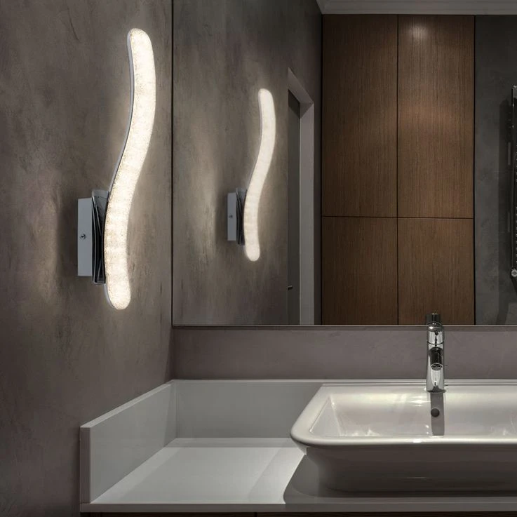 LED Wandleuchte, Chrom, Kristalle, H 45 Cm, NABRO