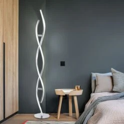 LED Stehlampe, Geschwungen, Mit Dimmer, Höhe 136 Cm