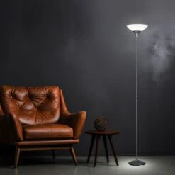 Deckenfluter, Titanfarbig, Schnurschalter, Höhe 180 Cm, DEZWO