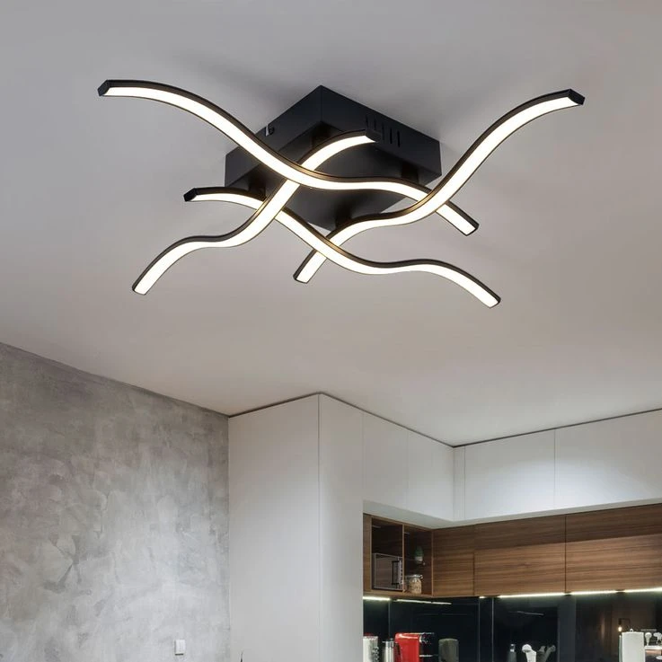 LED Deckenleuchte, Wellen Design, Schwarz, Breite 55 Cm – Bild 7