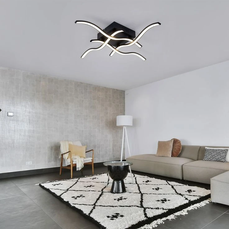 LED Deckenleuchte, Wellen Design, Schwarz, Breite 55 Cm – Bild 8