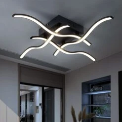 LED Deckenleuchte, Wellen Design, Schwarz, Breite 55 Cm