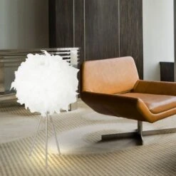 Stativ Tischleuchte, Feder-Lampenschirm, Höhe 65 Cm, KATUNGA