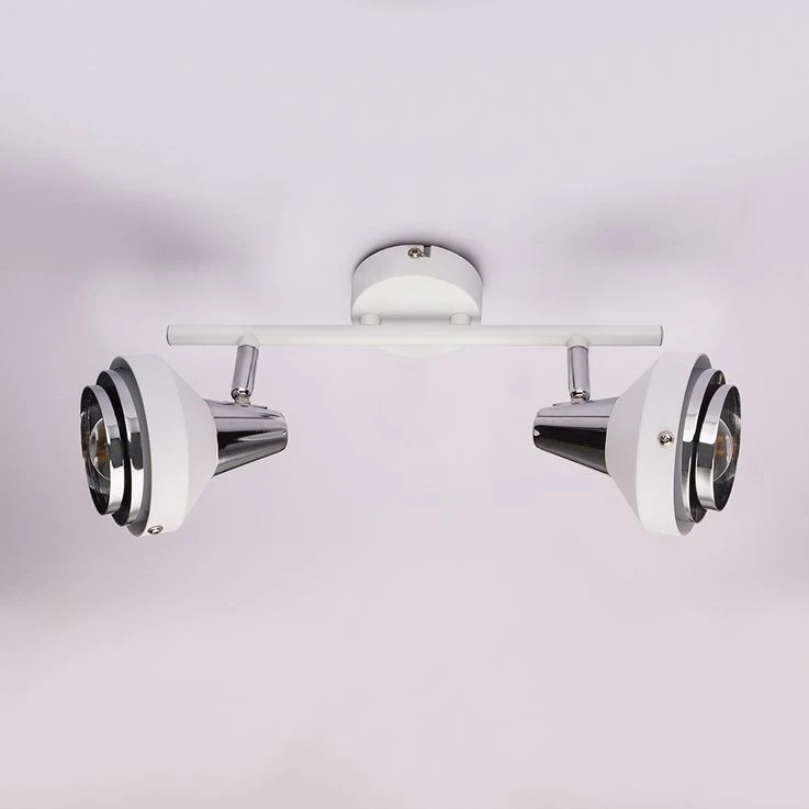 Deckenleuchte, Chrom, Weiß, Spots Beweglich, L 30 Cm, RORGE – Bild 7