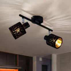 Samt Deckenlampe, Dekorstanzungen, Schwarz Gold, TROY