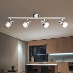 LED Deckenleuchte, Metall, Chrom, Glaskristalle, Beweglich