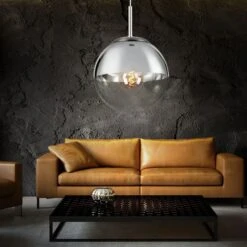 Hängelampe, Glaskugel, Silber Transparent, 30 Cm, VARUS