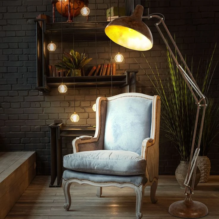 Stehleuchte, 3 Verstellbare Gelenke, Rost- Goldfarben, Conny – Bild 5