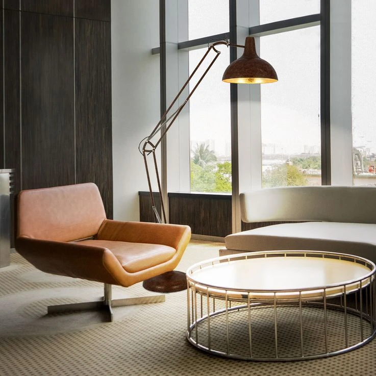 Stehleuchte, 3 Verstellbare Gelenke, Rost- Goldfarben, Conny – Bild 4