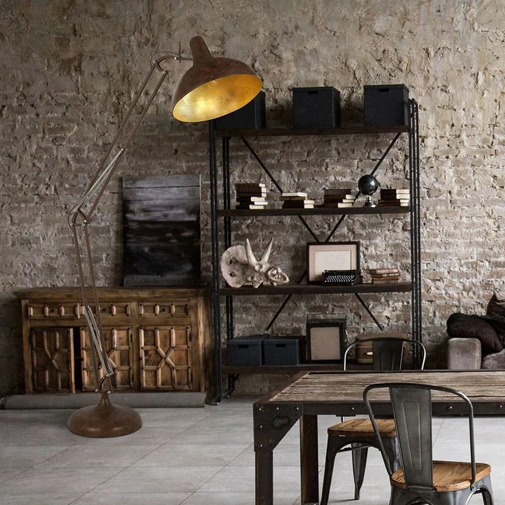 Stehleuchte, 3 Verstellbare Gelenke, Rost- Goldfarben, Conny – Bild 7