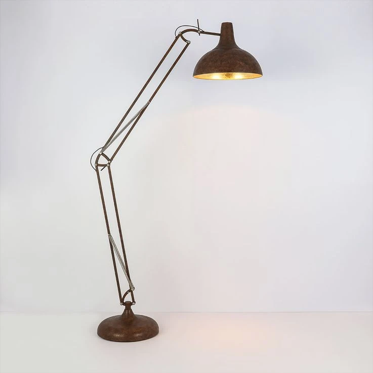 Stehleuchte, 3 Verstellbare Gelenke, Rost- Goldfarben, Conny – Bild 9