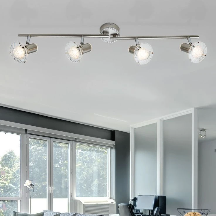 LED Deckenleuchte, Kristalle, Spots Verstellbar, L 70 Cm