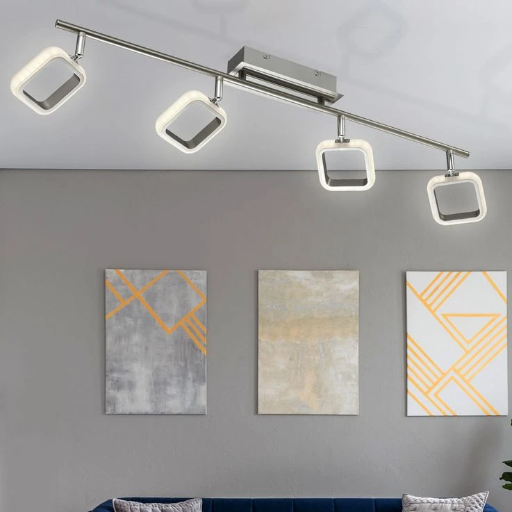 LED Deckenlampe, Chrom Acryl, Bewegliche Spots, L 89 Cm – Bild 3