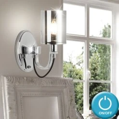 Wandlampe Mit Rauchglas Lampenschirm In Chrom CATALINA