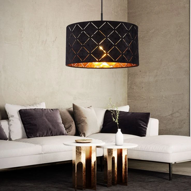 Pendelleuchte, Schwarz-gold, Dekorstanzungen, 38 Cm – Bild 5