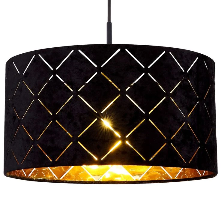 Pendelleuchte, Schwarz-gold, Dekorstanzungen, 38 Cm – Bild 7