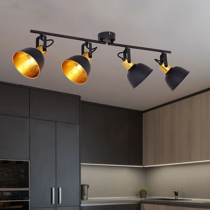 Deckenlampe, Schwarz Gold, Lichtschiene, Verstellbar, FILLO – Bild 3