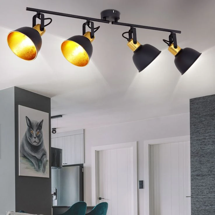 Deckenlampe, Schwarz Gold, Lichtschiene, Verstellbar, FILLO – Bild 6